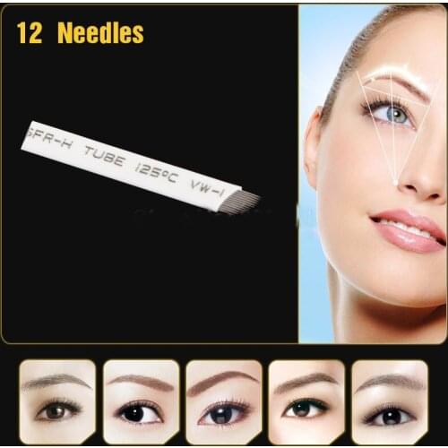 100PCS/Lot Permanent Makeup Blades Manual Eyebrow Microblading Tattoo Needle for For 3D Embroidery Manual Tattoo Pen Machine