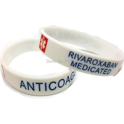 100pcs RIVAROXABAN medicated wristband silicone bracelets free shipping by epacket A