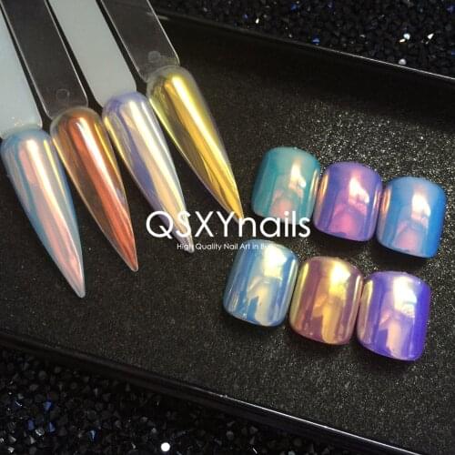 20g TOP GlOSS SUPER MIRROR Aurora Powder Neon Mermaid Unicorn Pigment Glitter Gold Orange Chrome Smooth Rubbing for Nail Gel