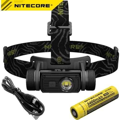 20%OFF NITECORE HC60 Headlamp CREE XM-L2 U2 1000LM Rechargeable Waterproof Flashlight 3400mAh 18650 Battery NL1834 Free shipping