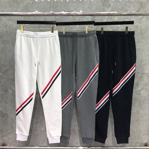 2021 Fashion Brand TB Sweatpants Men Women Spring Autumn Cotton Casual Sports Trousers Tracksuit Striped Jogger Track Pants