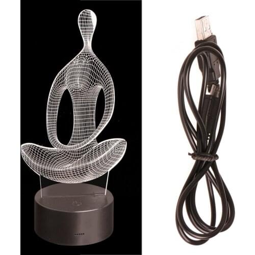 3D illusion Yoga Meditation Night Light 7 Color Change LED Desk Table Lamp Toys