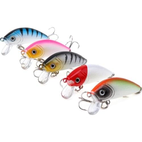 5pcs/lot Crank Fishing Lures 5 Colors 5cm 3.7g Crankbait Simulation Bait Fishing Gear with Box