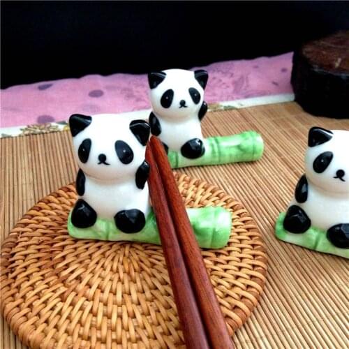 6pcs Cute Ceramic Panda shape Chopstick Stand Rest spoon holder Tableware Storage rack for Kitchen chopsticks holder