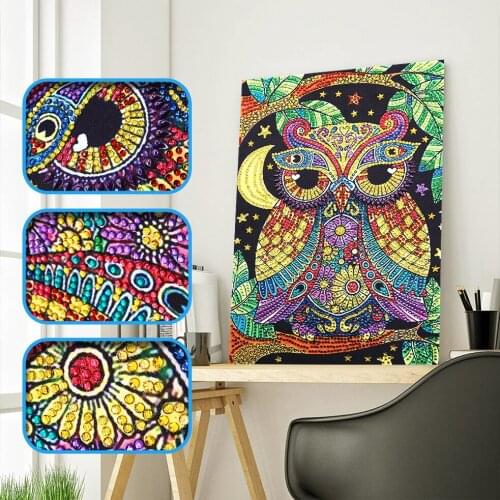 Special Shaped Diamond Embroidery Animal Owl Full DIY Diamond Painting Cross Stitch 3D Diamond Mosaic Bead Picture Decor