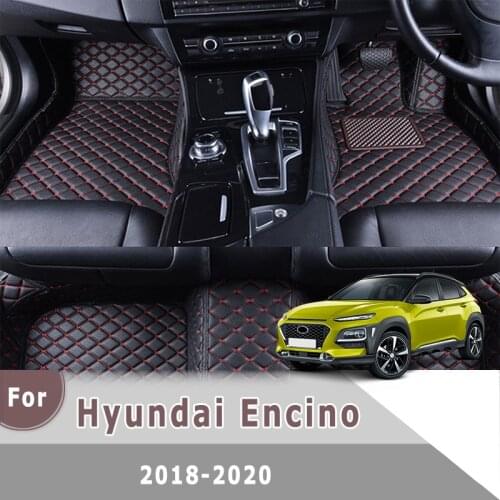 RHD Custom Car Floor Mats For Hyundai Encino 2020 2019 2018 Auto Interior Accessories Styling Leather Front & Rear Side Foot Pad