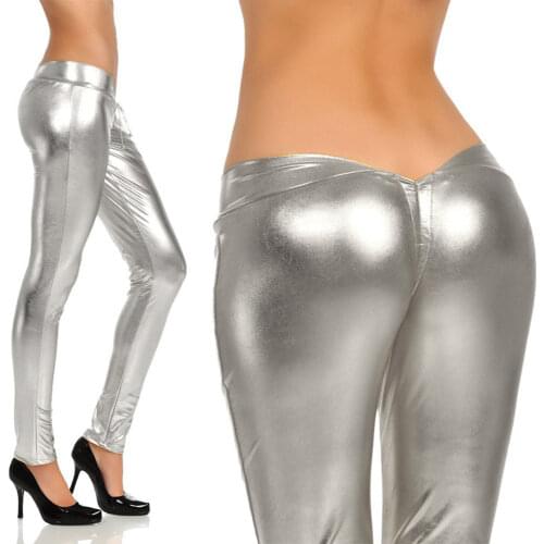 Drawstring Low Waist Package Hip Mosaic Gold Pencil Pants Women Modern Sexy Charming Legging Blingbling Night Club Bar DS Capris