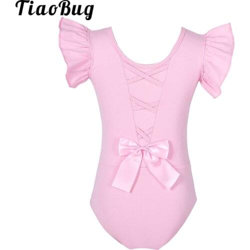 Kids Girls Gymnastics Leotard Ballet Leotards Clothes Dance Wear Children Ruffle Sleeveless Leotards Cotton Bodysuit For Dancing