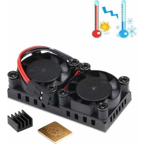 Raspberry Pi 4 Model B Dual Fan with Heat Sink Ultimate Double Cooling Fans Cooler Optional for Raspberry Pi 4B/3B+/3