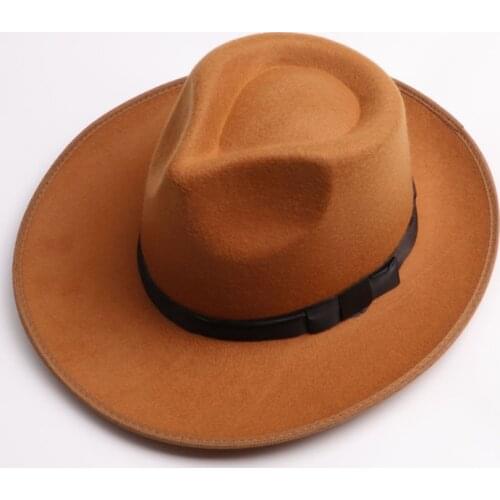 European and American fedora hat imitation cashmere jazz hat travel hot sale cowboy hat British style bow top hat панама женская