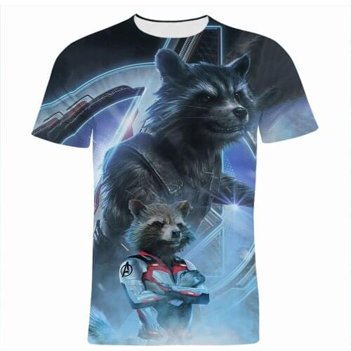 Rocket Racoon Mens Clothing Summer Marvel 3D Printed Women Oversize T Shirt Harajuku Cartoon Anime Children Tee Shirts