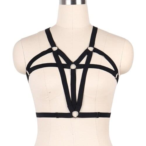 JLX.HARNESS Women fetish bondage body harness pastel goth liguer stocking strap bra rave wear lingerie cage bra harness belt