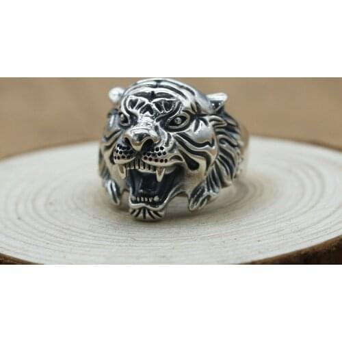 Solid 925 Sterling Silver MENS Men tiger punk ring rings jewelry gift A5729