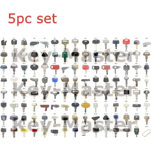 5pc set Heavy Equipment key SET For Cat For Komatsu Hitachi For John Deere For Kubota JCB Forklift Backhoe Trackor