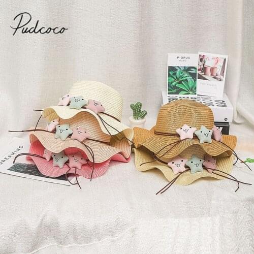 Baby Summer Accessories Kids Children Boy Girl Straw Hat Bowler Derby Cap 3D Stars Cartoon Cute Beach Sun Cap For 3-6Years