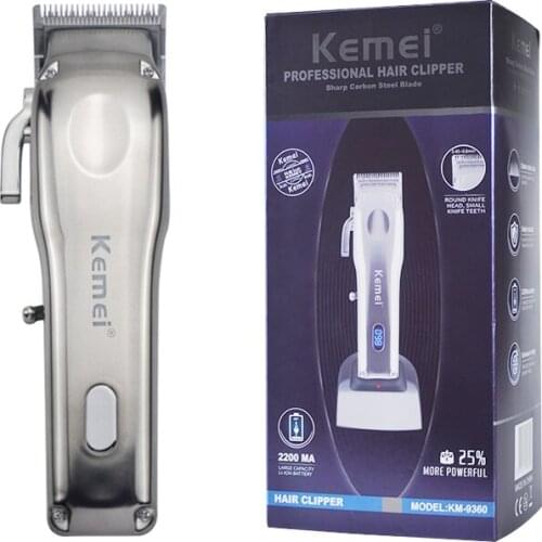 KEMEI Metal Hair Clipper WITH LED Display Rechargeable Electric Trimmer Carbon Steel Adjustable Blade Cutting Machine EU PLUG