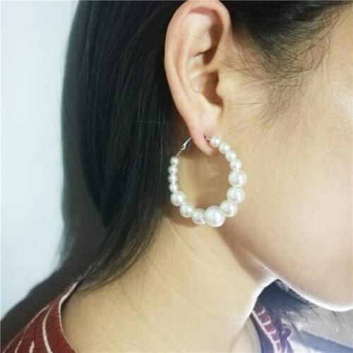 Trendy Crystal Round Pendant Drop Earrings For Women Fashion Pearl Charm Statement Jewelry Wedding round Earrings Female 2020