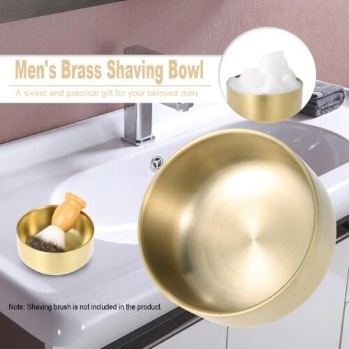 Mens Metal Shaving Bowl Barber Brass Soap Mug Cup Face Cleaning Soap Bowl for Razor Shaving Brush