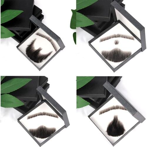 LiangMo Fake Beard For Man Cosplay Swiss Lace Invisible Fake Beards Hair Hand Made Mustache Hair Hand Made