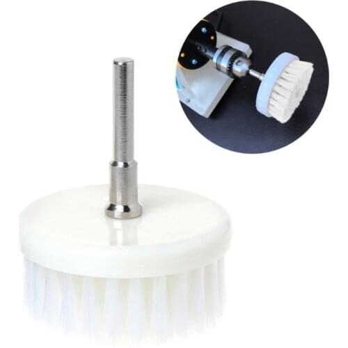 60mm White Soft Drill Powered Brush Head For Cleaning Car Carpet Bath Fabric New 3mm 6mm Stainless Steel Rod