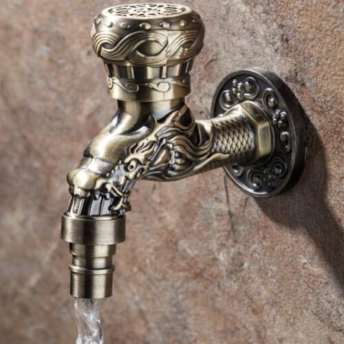 Wall Mount Bibcock Bathroom Wall Mounted Antique Bronze Bibcock Single Cold Water Faucet Washing Machine Sink Mop Pool Outdoor
