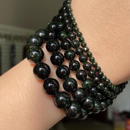 Natural Dark Green Sandstone Beads Round Loose Spacer Beads For Jewelry Making Diy Bracelet Necklace Charm 4 6 8 10 12mm 15 inch