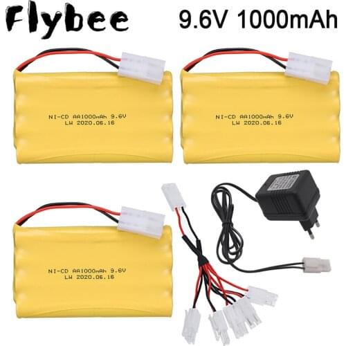 Upgrade 9.6V 1000mAh NiCD Battery + Charger For RC Toys Cars Tanks Trucks Robot Gun Boat AA Ni-CD 9.6v Rechargeable Battery Pack