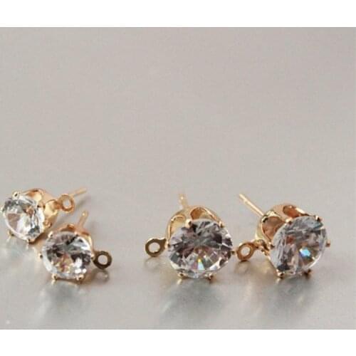 Rhinestone Stud Earring Components With Ring, Earring Findings, Size 8mm 6mm,1 Pair