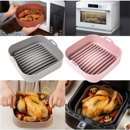 Thickened Silicone Heat-Resistant Barbecue Tray with Double Handle Fryer Baking Grill Pan Bread Cake Fried Chicken Pizza