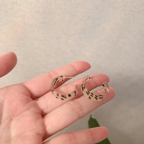 Vintage Acrylic Resin Drop Earrings for Women Leopard Print Round Dangle Earrings Boho Fashion Female Jewelry