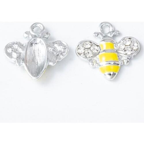 YEPENGFEI 20 PCS bee white k Charms Alloy jewelry Pendants for Jewelry Making DIY Handmade Craft Accessories js2194