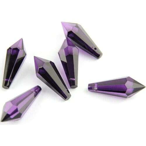 10pcs 38mm Violet Crystal Single Faceted U-Drop Shape Crystal Chandelier Pendant For Party & Home Decorate