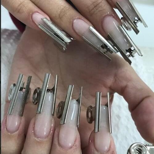 10pcs/set Russian C Curve Nail Pinching Clip Stainless Steel Acrylic Nail Pincher Clips Manicure Accessories