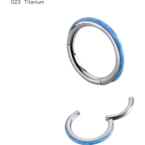 10pcs/Lot G23 Titanium Opal New Seamless Hinged Segment Ring Clicker Ear Cartilage Nose Hoop Septum Shine 16Gx8/10mm