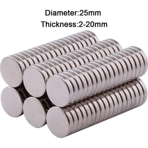 10pcs Neodymium Magnets Dia 25mm Thick 2/3/4/5/6/8/10/15/20mm Rare Earth Round Strong Craft Magnet N35