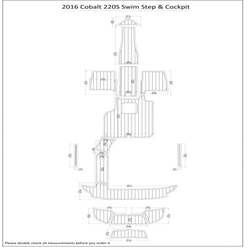 2016 Cobalt 220S Swim Step & Cockpit Pad Boat EVA Teak Decking 1/4" 6mm