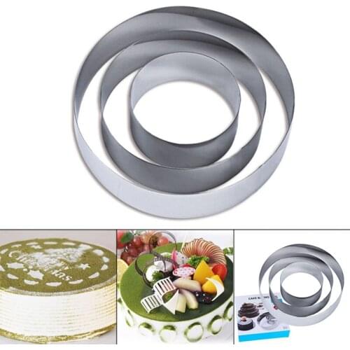 3pcs Stainless Steel Mousse Ring Cookie Cutter Big Round Shape Cookie Mold Fondant Jelly Cake Cookie Mold Baking Tools
