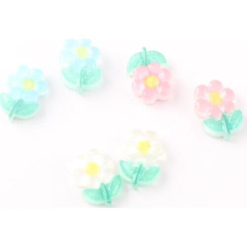 30pcs Colors Cute Little Flower Resin Locket Charms for Living Glass Floating Locket DIY Jewelry Accessories Decoration