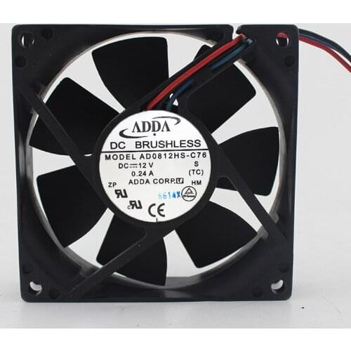 ADDA AD0812HS-C76 DC 12V 0.24A 3-wires 8020 80*80*20MM silent cooling fan