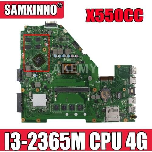 Akmey X550CC For Asus X550CA R510C Y581C X550C X550CL laptop motherboard I3-2365M CPU 4G tested 100% work original mainboard