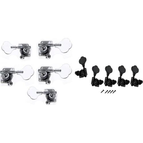 5Pcs Guitar Accessory Vintage Open Bass Guitar Tuning Keys Pegs Machine Heads Tuners Black 1L4R for 5 Strings Bass