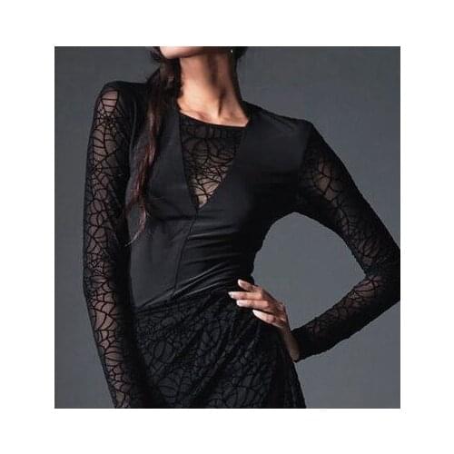 Latin dance exercise long sleeve hollow halter tops T12015 blouse