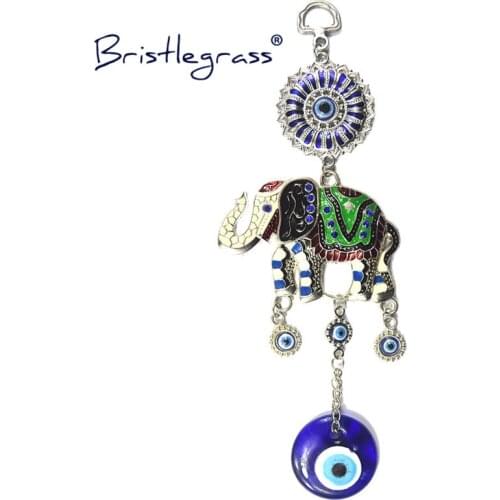 BRISTLEGRASS Turkish Blue Evil Eye Flower Green Elephant Amulets Lucky Charm Wall Hanging Pendant Blessing Protection Gift Decor