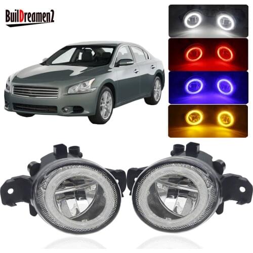 Buildreamen2 Car LED Fog Light 4000LM Angel Eye Daytime Running Light DRL Fog Lamp 12V For Nissan Maxima 2006-2014