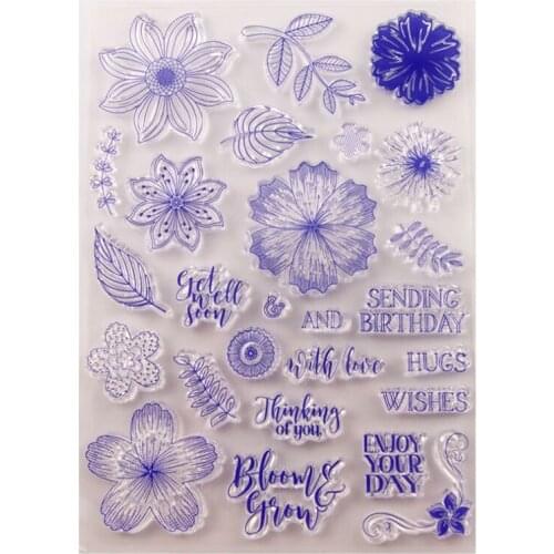 Flower Leaf Transparent Clear Silicone Stamp Seal DIY Scrapbook Rubber Stencil Embossing Diary Decoration Office School Supplies