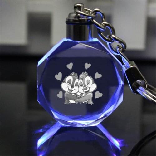 Disney Chip Dale Anime Figures Toy Cartoon Products Accessories Customized LED Keychain Light Birthday Gifts