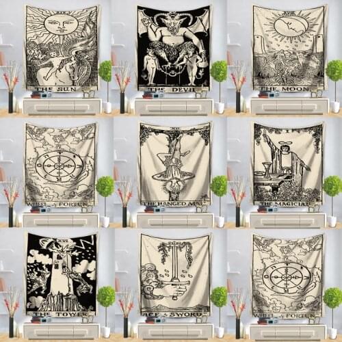 Tarot Card Tapestry Wall Hanging Astrology Divination Bedspread Beach Mat Decorative Tapestry