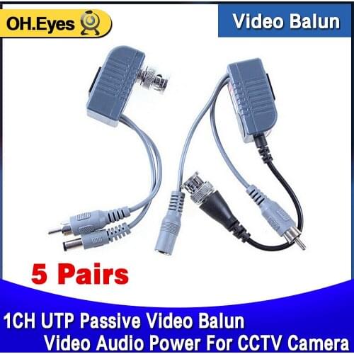 Hot UTP CCTV BNC video Balun power Passive Balun Rj45,POE Power Video Audio 3 in 1 Transceivers CCTV spare parts free shipping