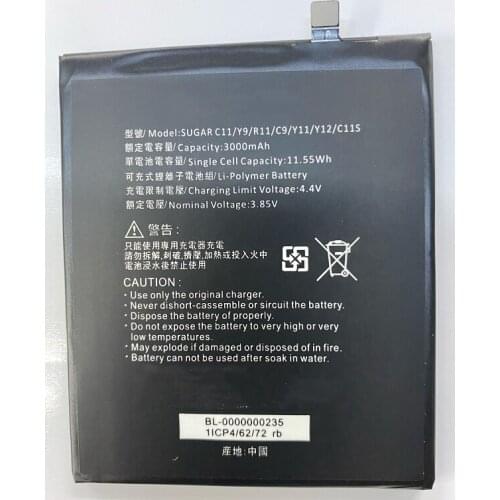 HST New Battery 3000mAh Battery For SUGAR C11 C9 Y9 Y11 Y12 R11 C11S Mobile Phone Batteries