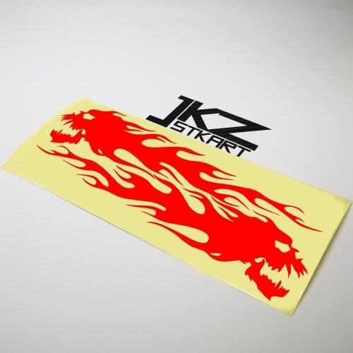 JKZ STKART Vinyl Die Cut Car Stickers Decals A Pair of Skull Flame 20 x 9 cm Motor Bike Truck Helmet Decorated Stickers